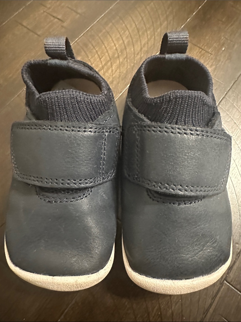 Clarks Navy Slip-On Hook-and-Loop Kids Dress Shoes